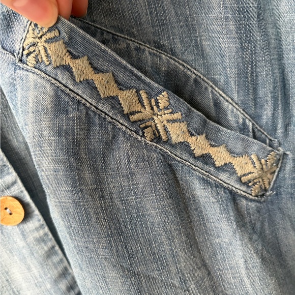 Kyla Seo Embroidered Chambray Laramie Jacket Dress Handmade India Boho Size L - Picture 6 of 12